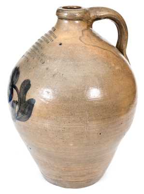 Exceptional Three-Gallon Manhattan Stoneware Advertising Jug, circa 1840