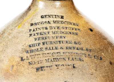 Exceptional Three-Gallon Manhattan Stoneware Advertising Jug, circa 1840