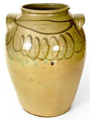 5 Gal. CHANDLER/ MAKER, Edgefield District, SC Stoneware Jar with Iron Slip Decoration