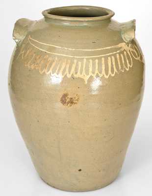 Fine 5 Gal. att. Thomas Chandler Stoneware Jar with Kaolin Slip Decoration, Edgefield, SC, c1850