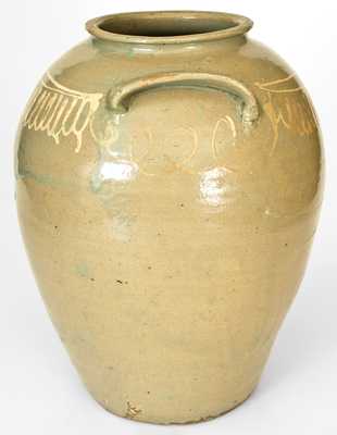 Fine 5 Gal. att. Thomas Chandler Stoneware Jar with Kaolin Slip Decoration, Edgefield, SC, c1850