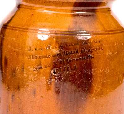 Very Rare Redware Jar w/ Utica, New York Advertising, circa 1840