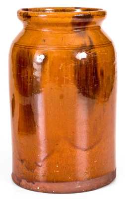 Very Rare Redware Jar w/ Utica, New York Advertising, circa 1840