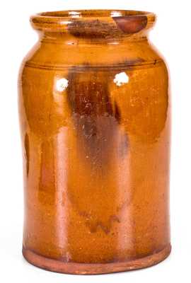 Very Rare Redware Jar w/ Utica, New York Advertising, circa 1840