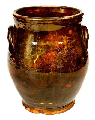 Slip-Decorated Redware Jar, attributed to Nathaniel Rochester, West Bloomfield, NY, c1818-32