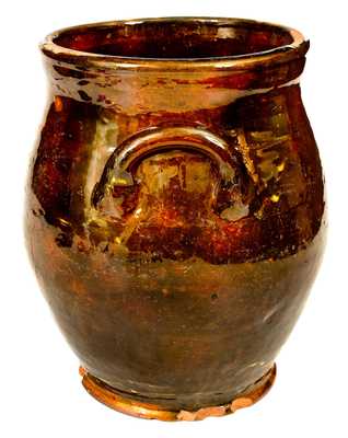 Slip-Decorated Redware Jar, attributed to Nathaniel Rochester, West Bloomfield, NY, c1818-32