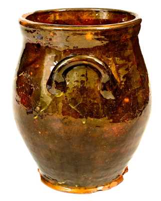 Slip-Decorated Redware Jar, attributed to Nathaniel Rochester, West Bloomfield, NY, c1818-32