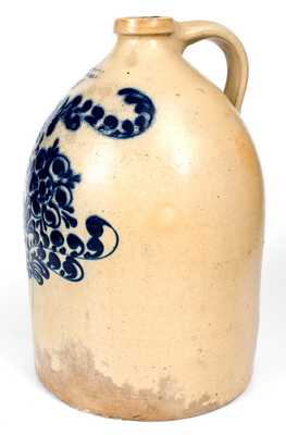J. & E. NORTON / BENNINGTON VT Jug w/ Elaborate Cobalt Floral Decoration
