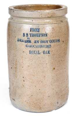 Very Rare Baltimore Stoneware Jar with Royal Oak, Maryland Advertising (Eastern Shore of MD)