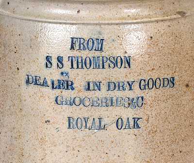 Very Rare Baltimore Stoneware Jar with Royal Oak, Maryland Advertising (Eastern Shore of MD)