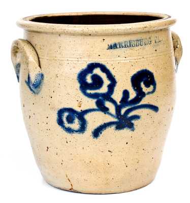 Scarce One-Gallon HARRISBURG, PA Stoneware Jar, attrib. John Young, 1856-58