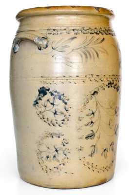 Rare 10 Gal. D. G. THOMPSON / MORGANTOWN Stoneware Jar w/ Elaborate Cobalt Decoration