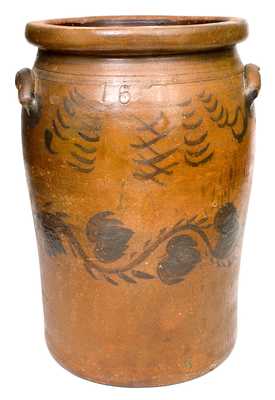 Rare 16 Gal. Stoneware Jar w/ Elaborate Decoration, Largest Palatine, WV Known