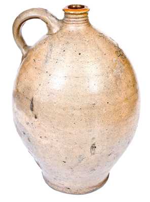 Rare Two-Gallon Stoneware Jug with Incised Bird-and-Floral Decoration, Branch Green, Philadelphia