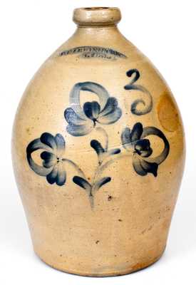 3 Gal. T. HARRINGTON / LYONS Stoneware Jug with Floral Decoration