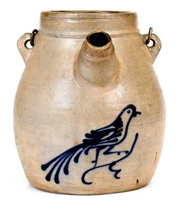 Attrib. Whites Utica Stoneware Batter Pail with Slip-Trailed Bird Decoration