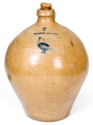 Scarce E. S. FOX / ATHENS Stoneware Jug with Bird Decoration