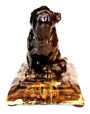 Rare Stoneware Spaniel on Base, Jane Lew or Bridgeport, WV, circa 1885