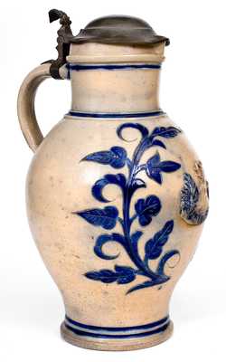 Wingender (Haddonfield, New Jersey) Stoneware Pitcher with Applied Stag Decoration