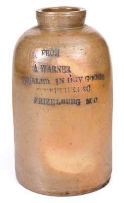 Very Rare Frizzellburg, MD (Carroll County) Stoneware Canning Jar attrib. Peter Herrmann, Baltimore