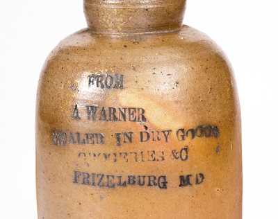 Very Rare Frizzellburg, MD (Carroll County) Stoneware Canning Jar attrib. Peter Herrmann, Baltimore