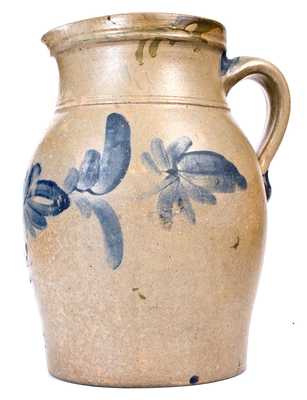 Scarce 1 1/2 Gal. Beaver, PA Stoneware Pitcher with Floral Decoration