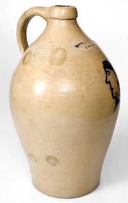 Very Fine N. CLARK & CO. / LYONS Stoneware Jug w/ Man s Profile Decoration