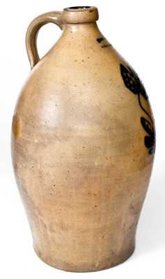 3 Gal. I. WANDS & CO. / OLEAN, NY Stoneware Jug with Slip-Trailed Floral Decoration