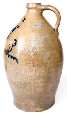 3 Gal. I. WANDS & CO. / OLEAN, NY Stoneware Jug with Slip-Trailed Floral Decoration