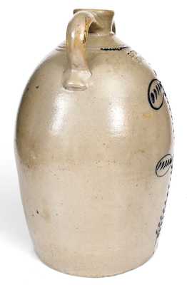 Outstanding 5 Gal. E. FOWLER / BEAVER, PA Double-Handled Stoneware Jug w/ Slip-Trailed Decoration