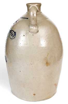 Outstanding 5 Gal. E. FOWLER / BEAVER, PA Double-Handled Stoneware Jug w/ Slip-Trailed Decoration