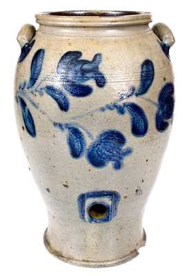 Fine Beaver, PA Stoneware Pedestal Water Cooler with Bold Floral Decoration
