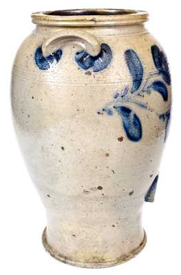 Fine Beaver, PA Stoneware Pedestal Water Cooler with Bold Floral Decoration