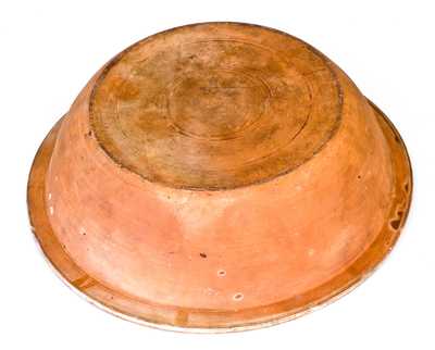 Outstanding North Carolina Moravian Redware Bowl w/ Multi-Colored Slip Decoration
