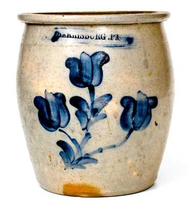 Scarce HARRISBURG, PA Stoneware Cream Jar, William Moyer or John Young
