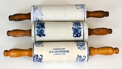Three Stoneware Rolling Pins w/ Pennsylvania Advertising, early 20th century