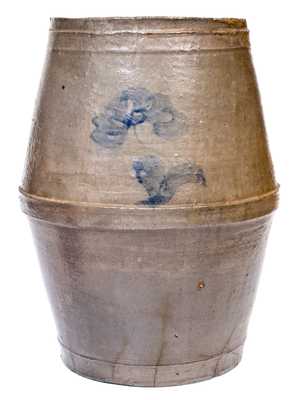Rare Beaver, PA Stoneware Keg-Form Water Cooler w/ Cobalt Floral Decoration