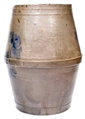 Rare Beaver, PA Stoneware Keg-Form Water Cooler w/ Cobalt Floral Decoration