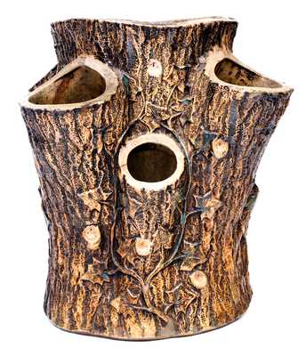F. B. NORTON & CO. / WORCESTER, MASS Stoneware Stump-Form Planter