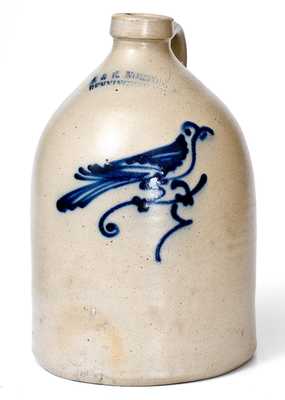 1 Gal. J. & E. NORTON / BENNINGTON, VT Stoneware Jug w/ Bird Decoration