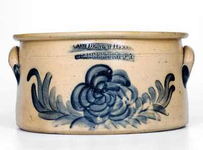COWDEN & WILCOX / HARRISBURG, PA Stoneware Cake Crock with Bold Floral Decoration