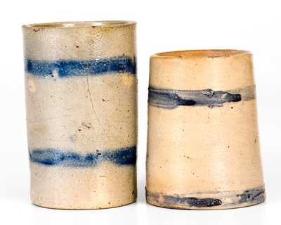 Lot of Two: Stoneware Mugs with Cobalt Bands