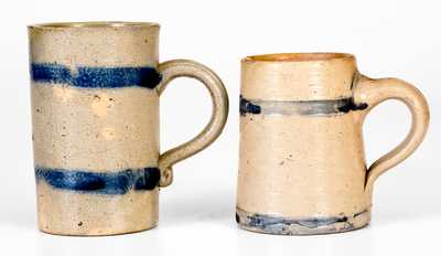 Lot of Two: Stoneware Mugs with Cobalt Bands