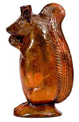 Moravian Earthenware Squirrel Bottle, Brown Glaze (Salem, NC, 1804-29)