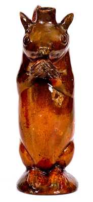 Moravian Earthenware Squirrel Bottle, Brown Glaze (Salem, NC, 1804-29)