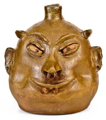 Rare Unsigned Lanier Meaders (Cleveland, Georgia) Devil Jug, circa 1970