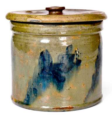 Outstanding JOHN BELL / WAYNESBORO 1871 Celadon-Glazed Stoneware Jar w/ Salt-Glazed Lid