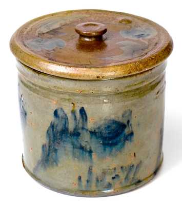 Outstanding JOHN BELL / WAYNESBORO 1871 Celadon-Glazed Stoneware Jar w/ Salt-Glazed Lid