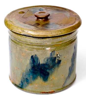Outstanding JOHN BELL / WAYNESBORO 1871 Celadon-Glazed Stoneware Jar w/ Salt-Glazed Lid
