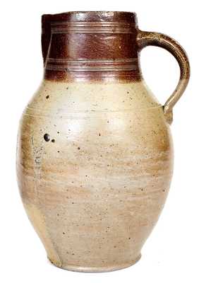 Rare Early Baltimore Brown-Dipped Stoneware Pitcher, circa 1810